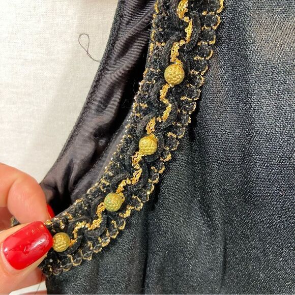 Vintage 60’s/70’s Union Made Black and Gold High‎ Neck Maxi Dress Size small - Picture 9 of 16